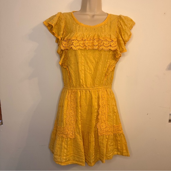 LoveShackFancy Yellow Ruffle Dress Size Small - Picture 1 of 7